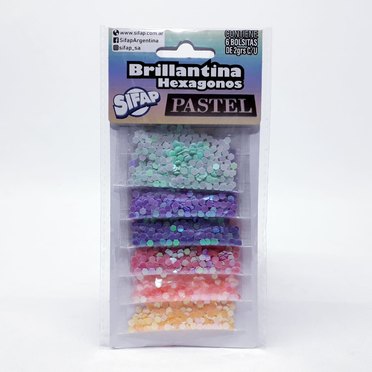 BRILLANTINA CON FORMAS HEXAGONOS PASTEL X6USIFAP          