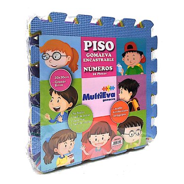 PISO GOMA NUMEROS 10PZ 93211 30X30CM MULTIEVA SK          