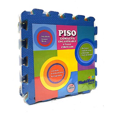 PISO GOMA CIRCULOS 9PZ 93224 30X30CM MULTIEVA SK          