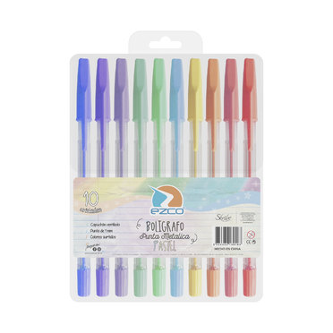 BOLIGRAFO EZCO X10 COLORES PASTEL 213010-10          
