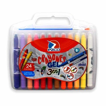 CRAYONES GEL X 24 COLORES + PINCEL EZCO 403900-24          