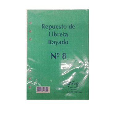 REPUESTO AGENDA/LIBRETA NRO8 DISEÑO COD464          