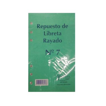REPUESTO AGENDA/LIBRETA NRO7 DISEÑO COD462          