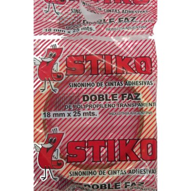 CINTA DOBLE FAZ STIKO 18X25 MTS TRANSPARENTE 422-64          