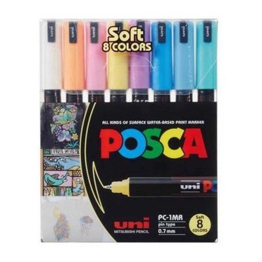 MARCADOR PINTURA AL AGUA X8 PASTEL PC-3M POSCA UNI          