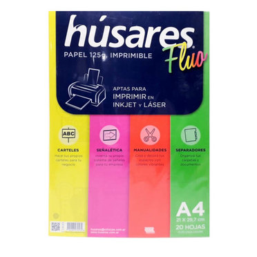 CARTULINA A4 FLUO IMPRIM125GRSHUSARES 7953          