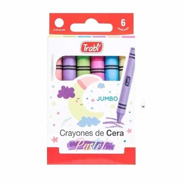 CRAYON DE CERA TRABI X6UNID PASTEL JUMBO 1050          