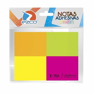 NOTAS ADHESIVAS EZCO 38X50MMX4UNEON E-701 980701          