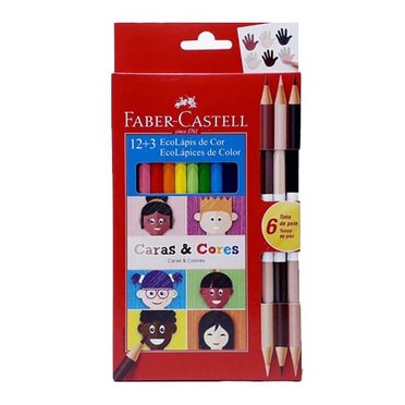 LAPICES COLOR FABER LARGO 12+3U120112CC CARAS & COLOR 112621          