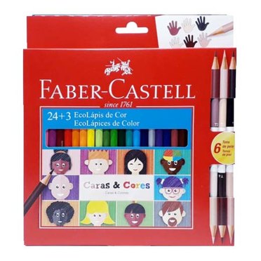 LAPICES COLOR FABER LARGO 24+3U120124CC CARAS & CORES          