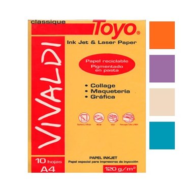 HOJAS COLOR A4 TOYO VIVALDI 120GRSX10HJS          