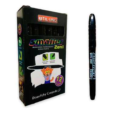 MARCADOR PERMANENTE DOBLE PUNTA UTIL UNO MP-03N NEGRO          