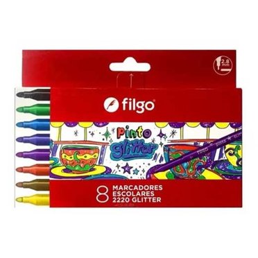 MARCADOR ESCOLAR FILGO X8UNID GLITTER 2220          