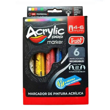 MARCADOR PINTURA ACRILICA TRABI 6U 2-4MM 36116          