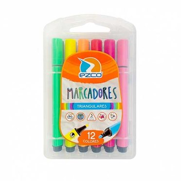 MARCADOR AL AGUA EZCO X12U CLASICO 403700-12 CUERPO TRIANGULAR          