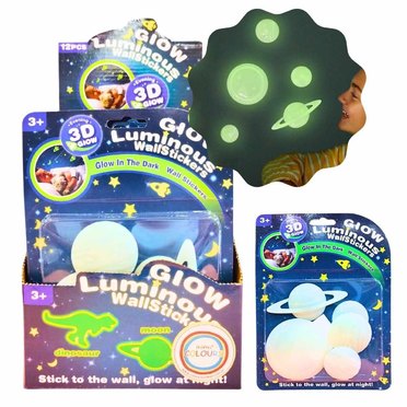 STICKER 27356 GLOW IN THE DARK 77228 PLANETAS 5 UNIDADES 3D COLOURS          