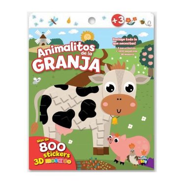 LIBRO ANIMALITOS DE LA GRANJA 800 STICKERS LIST-558 SCHOOL FUN          