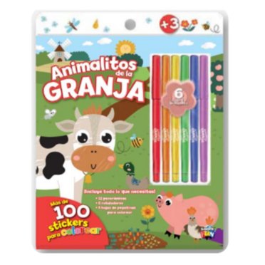 LIBRO ANIMALITOS DE LA GRANJA 100 STICKERS LIST-556 SCHOOL FUN          