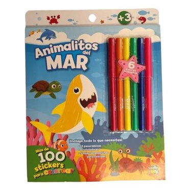 LIBRO ANIMALITOS DEL MAR 100 STICKERS LIST-555 SCHOOL FUN          