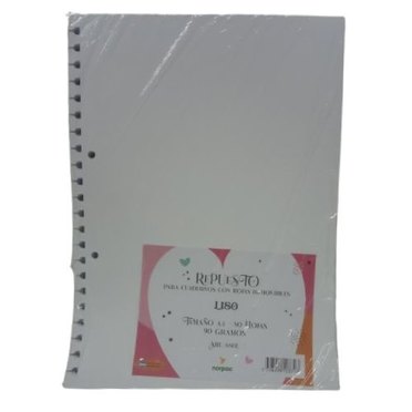 REPUESTO CUADERNO REMOVIBLE A4 680L LISO 80HJS NORPAC          