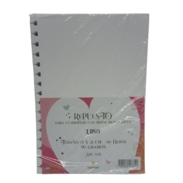 REPUESTO CUADERNO REMOVIBLE A5 681L LISO 80HJS NORPAC          