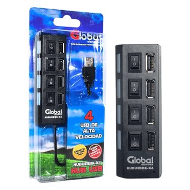 HUB USB CARGADOR DE 4 PUERTOS 20 HUBUSBBK-X4 GLOBAL          