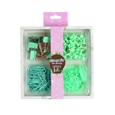 KIT OFFICE TENDANCE IBICRAFT 120106 CLIP/CHINCHE/BINDER/GOMA VERDE          