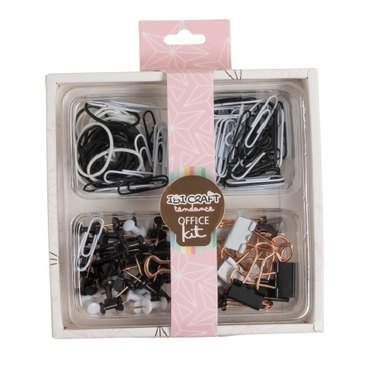 KIT OFFICE TENDANCE IBICRAFT 120100 CLIP/CHINCHE/BINDER/GOMA B/N          