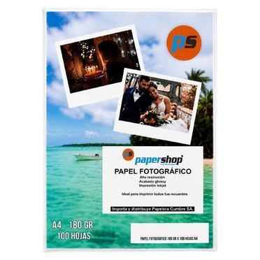 PAPEL FOTO INKJET GLOSSY A4 180G X100U PS PAPERSHOP          