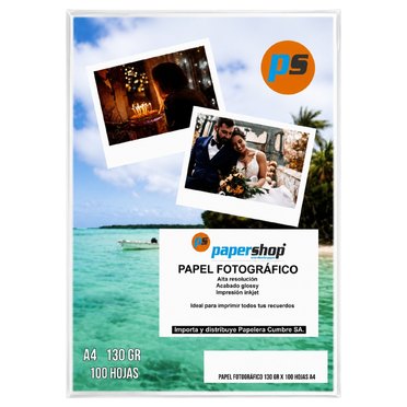 PAPEL FOTO INKJET GLOSSY A4 130G X100U PS PAPERSHOP          