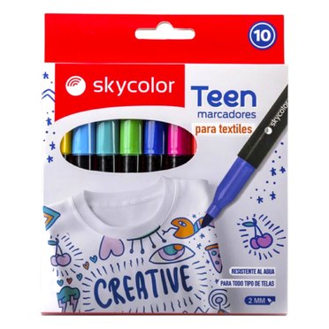 MARCADOR TEXTIL SKYCOLOR JJ205623-TEX X10 COLORES          