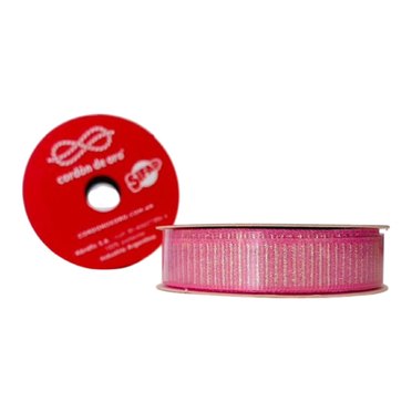 CINTA BABY GROSS LUREX ROSA DIOR X 3 MTS SIFAP 5275          