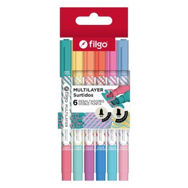 RESALTADOR FILGO DOBLE PUNTA MULTILAYER X6 SURTIDOS MTLAY-E6-SUR          
