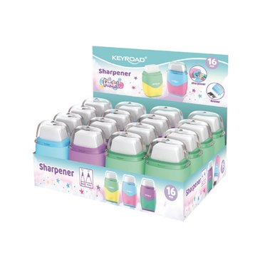 SACAPUNTAS KEYROAD PASTEL KR972412 2ORIFICIOS + GOMA          